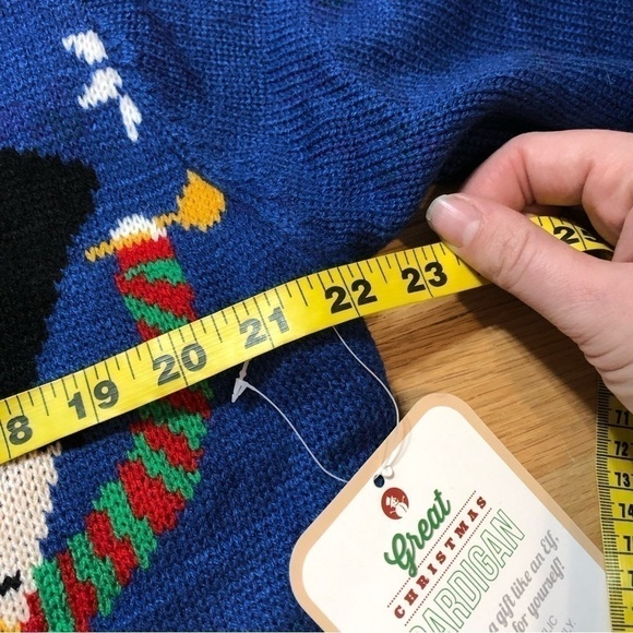 Nutcracker Cardigan NEW Medium V-neck Christmas Button Down Sweater Blue - Picture 7 of 9